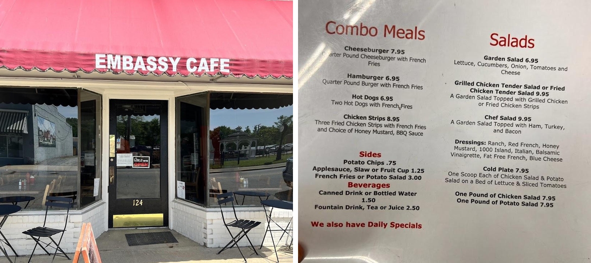Embassy Cafe Menu