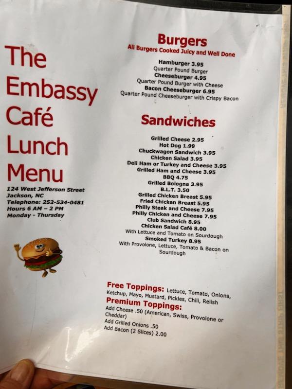 Embassy Cafe Menu image 2